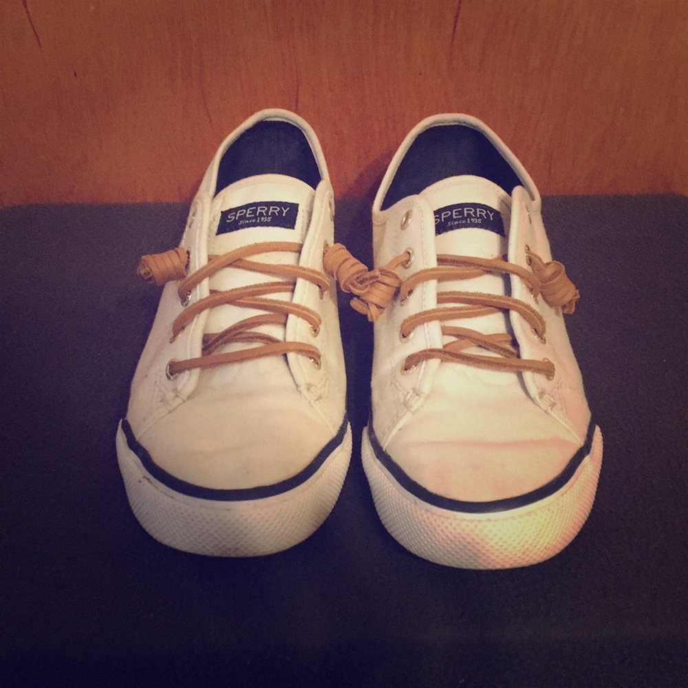Cream or white sperry shoes